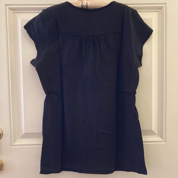 Ann Taylor LOFT Scoop Neck Top/Gathered Back/Raw Edges/Black/L/NEW/ON SALE $20! - Picture 4 of 4